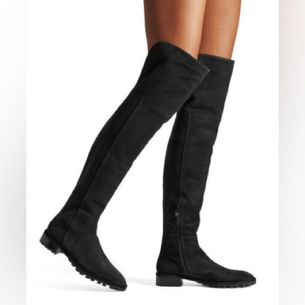 Stuart Weitzman Amber Black Sport Suede Over the Knee Boots US 8